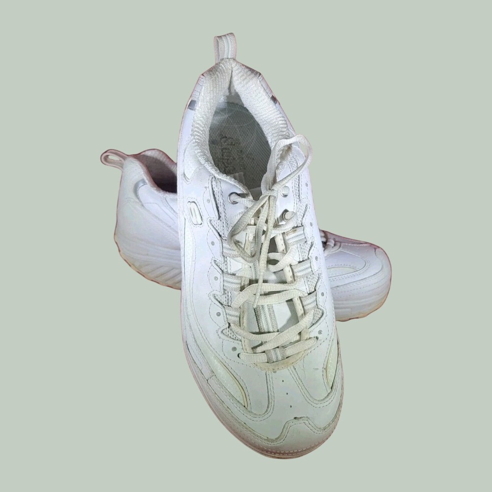 Skechers Sneakers Womens 9 White Shape-ups‎ Rocker Bottom Leather Toning Walking